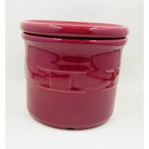 Longaberger Pottery Woven Traditions Paprika 4" Pint Crock with Lid